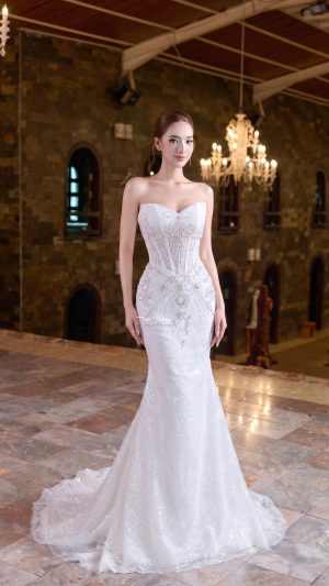 Váy Cưới Đuôi Cá Lấp Lánh Cúp Ngực Tinh Xảo: Sở hữu thiết kế dáng ôm body