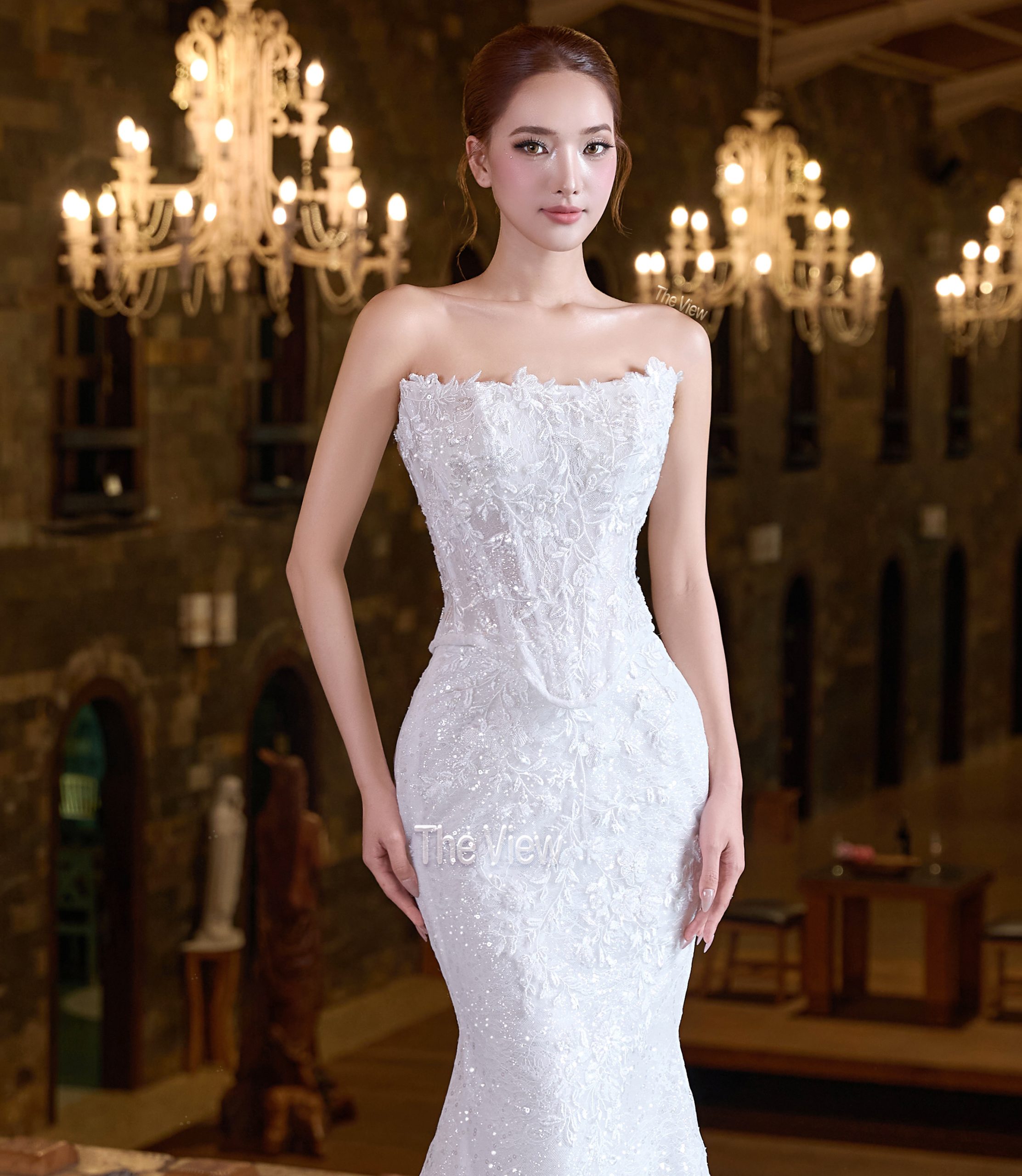 Váy cưới đuôi cá REN 2 mảnh, áo rời chân váy - phong cách Basque Waist Corset Váy cưới đuôi cá REN 2 mảnh, áo rời chân váy - phong cách Basque Waist Corset