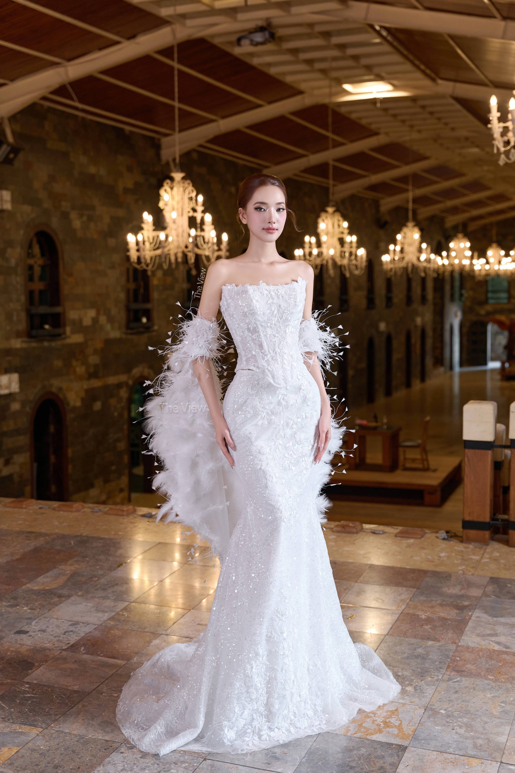 Váy cưới đuôi cá REN 2 mảnh, áo rời chân váy - phong cách Basque Waist Corset Váy cưới đuôi cá REN 2 mảnh, áo rời chân váy - phong cách Basque Waist Corset