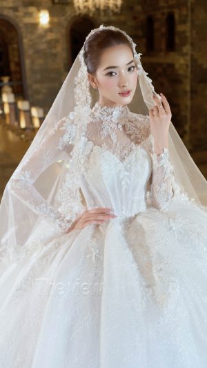 Váy cưới ren kín cổ nhà thờ mẫu LIMITED from thiết kế tinh tế mặc lễ nhà thờ Cổ cao