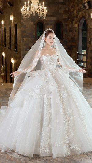 Váy Cưới Đại Lễ Thiết Kế Bling Lộng Lẫy Sang Trọng Nổi Bật Cho Tiệc Cưới Lớn